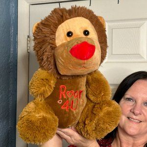 Hug & Luv Embroidered ROAR 4U Love Lion Cuddly Soft 16" Plush Stuffed Animal Toy